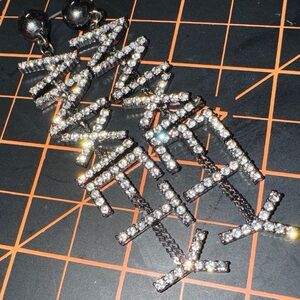 ‘ANXIETY’ Black and Silver Statement Earrings